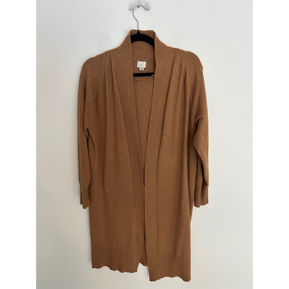 A New Day Womens Camel Brown Open Front Longline Cardigan Sweater Size M